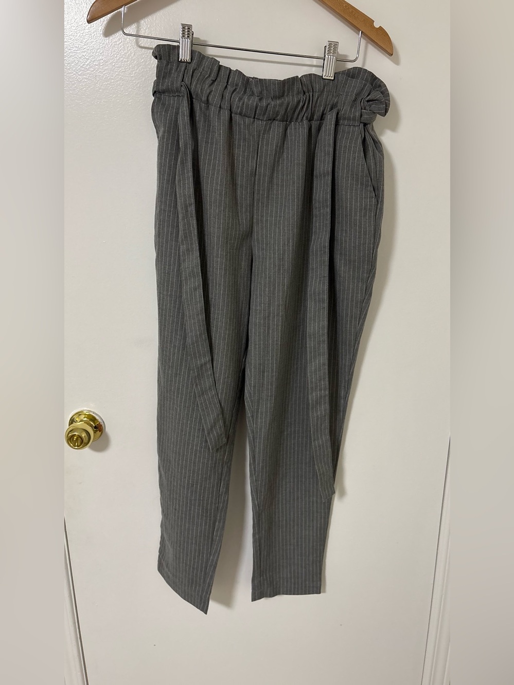 Streetwear Society Gray Pinstripe Paperbag Trousers